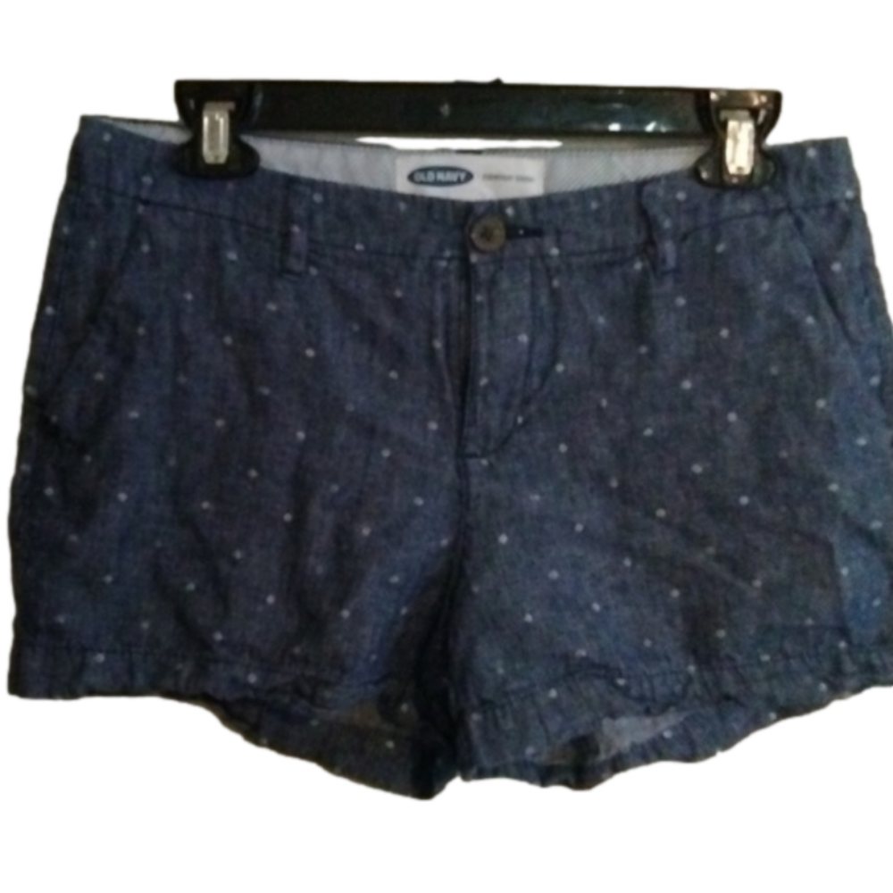 Old Navy linen blend navy dots everyday short. Size 4.